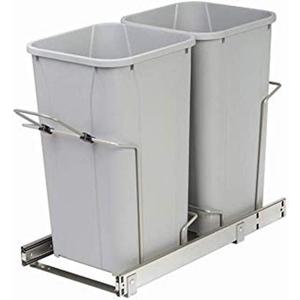 Knape & Vogt Platinum 11 in. x 22 in. x 18.75 in. 27 Qt. in-Cabinet Double Soft-Close Bottom-Mount Pull-Out Trash Can