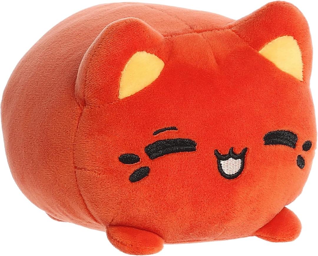 Aurora Enchanting Tasty Peach Thai Tea Meowchi Stuffed Animal - Bright & Colorful Design - Showpiece Plush - Red 7 Inches