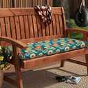Magpie Fabrics Patio Bench Cushion Cover 42x18x3 Inch, NO Insert! Water Resistant Outdoor Loveseat Replacement Cover with Zipper (Floral Green)