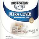 Rust-Oleum 1993502 Painter's Touch Ultra Cover Multi-Purpose Brush-On Paint, 1 Quart, Semi-Gloss White