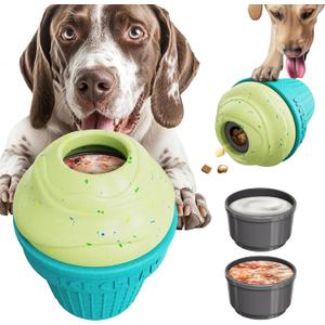 KADTC 3 in 1 Large-Size Durable Dog Fillable & Frozen Lick Treat Toy No-Transfer Freeze & Play Mess-Free Ultimate Boredom Buster, Kibble Dispenser Food Ball & Tough Dogs Chew Toys BPA-Free & Safe