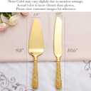 Dicunoy 2 PCS Gold Cake Knife and Server Set, Wedding Cake Cutting Utensils, Vintage Engraved Cake Cutter and Serving Spatula for Birthday,Anniversary, Vibrant Gold