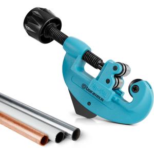 DURATECH Tubing Cutter 1/8"-1-1/4", Copper, Aluminum, Brass and Plastic Tubing Quick-Acting Cutter, With Replacement Wheel and Reamer