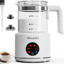 Large Electric Milk Frother and Steamer, 16.9oz/500ml Milk Steamer and Frother for Latte or Hot Chocolate, Dishwasher Safe, BPA Free, 6 Functions, Enjoy Perfect Milk Froth in 2 Min (White-Glass)