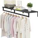 Audmore Wall Mounted Clothes Rack | Heavy Duty Metal Hanging Clothing Rack with Top Shelf for Laundry Room, Bedroom & Closet | Space Saving, Easy Install, Holds 135lbs - 46.5"