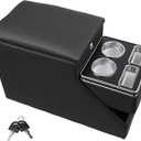 Vehicle Center Console Organizer - Floor-Mounted Lockable Storage with Dual Cup Holders, Fits Minivans, SUVs & Van Middle Seats 10.24 inch Wide