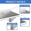 ROCKPOINT Stainless Steel Shelf 10 x 30 Inches 225lb, NSF Metal Commercial Shelves Wall Mount Floating Shelving with Backsplash for Restaurant, Kitchen, Home and Hotel, Silver