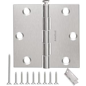 Door Hinges Brushed Nickel - 12 Pack Nickel Door Hinge 3.5 Inch Interior Satin Nickel Hinges with Square Corner - 3 1/2 Inch Silver Hardware Door Hinges for Residential Standard Door