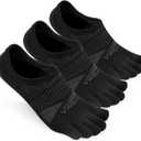 VWELL No Show Toe Socks for Men Women COOLMAX Five Finger Socks Athletic Running Ankle Low Cut 5 Toe Socks (3Pairs) (Black)