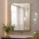 TETOTE Gold Framed Mirror for Bathroom, 22 x 30 Inch Vanity Mirror for Wall, Brushed Brass Rectangle Round Corner Entry Way Golden Frame Mirror 2 Inch Thick Frame(Horizontal/Vertical)