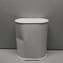 Anzoymx Bathroom Trash Cans White Stainless Steel Small Garbage Can with Pop up Lid, 1.8 Gallons Dog Proof Narrow Wastebasket, Slim Litter Trash Bins for Bedroom, Toilet, Office