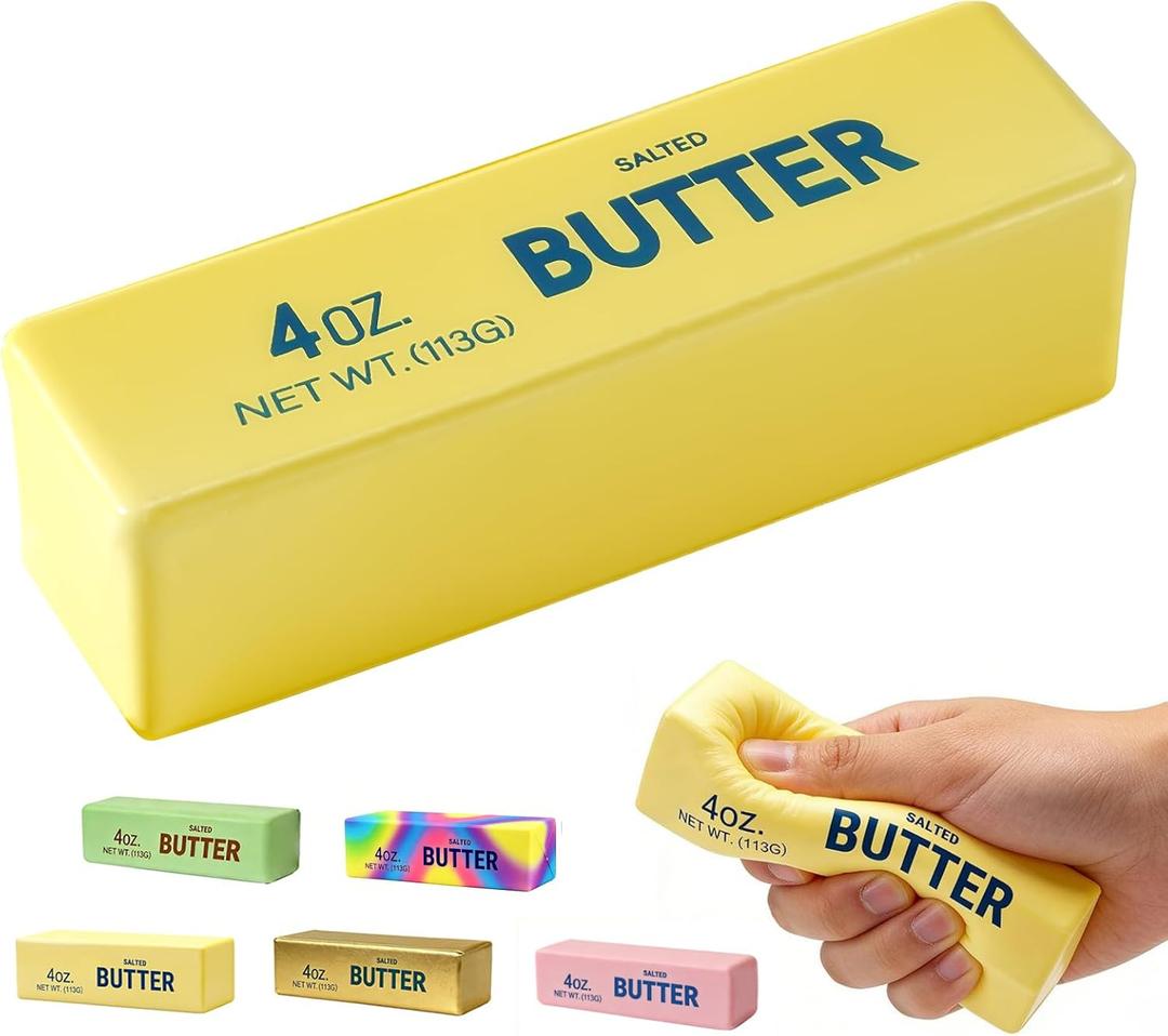 2 x Butter Squishy, Soft Scented Fidget Squishy, Butter Squishy Toy, Cream Scented Butter Squeeze ToySlow Rising Butter Stick Stress Relief Toy for Relaxation,Office Desk Decor (Yellow), 5.3inch