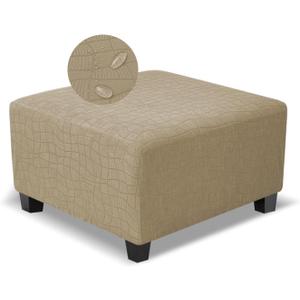 Square Ottoman Cover,Soft Stretch Jacquard Slipcover with Dual Waterproof Layers,Washable Furniture Protector for Pets,X-Large,Khaki