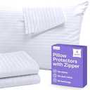 Set of 4 Pillow Protectors with Zipper Standard Size - 100% Resistant to Stains, Dust & Dirt - Washable Covers for Increased Pillow Lifespan