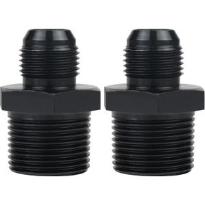 8AN Male Flare to 3/4 NPT Pipe Fitting Adapter Aluminum Straight Fuel Line Hose Adapter Black Anodized Fuel System Fittings 2PCS