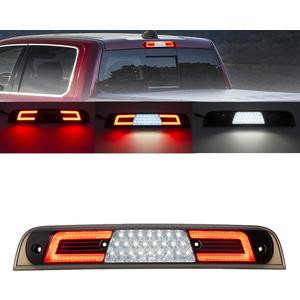 NJSBYL LED 3rd Brake Light for RAM 1500 2019 2020 2021 2022 2023 2024 2025 Rebel HFE Laramie Red Lens Third High Mount Stop Brake Lamps White LED Rear Center Roof Cargo Lights with Seal Foam Gaskets