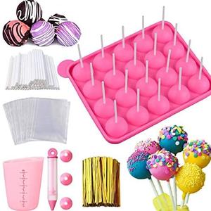 Cake Pop Mold - 20 Cavity Silicone Cake Pop Mold with Cake Pop Gift Bags and Decorating Pen, Awesome Baking Gifts for Beginners and Kids