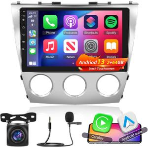 [2+64G] (Manual A/C) Car Stereo for Toyota Camry 2006-2011 - 10.1 Inch Touchscreen Android 13 HiFi Audio - Wireless Carplay and Android Auto/WiFi/GPS/Mirror Link/SWC + AHD Backup Camera + Canbus