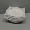 YHY Pasta Bowls Set of 4, 22 oz Ceramic Salad Plates, 7.8 Inch Wide Shallow Porcelain Dishes for Dinner, Microwave & Dishwasher Safe, White