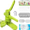 Button Maker Machine Multiple-Sizes, DIY Pin Button Maker Machine Kit with Interchangeable Button-Models&Free Button Parts&Circle Cutter&Wrench Gadget (Green, 75mm)