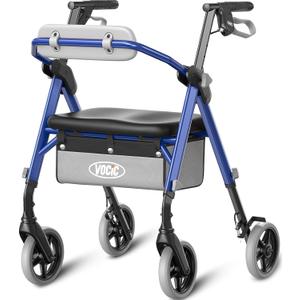 VOCIC Walkers for Seniors, Z11 Rollator Walker with Seat, Max 380 lbs, Avant Walkers with Ergo Seat & Backrest, Foldable Rollator Adjustable Height, All Terrain Walker, Lightweight