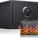 1.0 Cubic Feet Fingerprint Fireproof Home Safe With Fireproof Document Bag, Digital Security Safe With Removable Shelf Secure Cash, Jewelry and Valuables. (With fireproof bag, 9.8H X 13.8W X 11D)