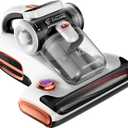 JIGOO T600 Mattress Vacuum Cleaner with UV-C Light, 15Kpa Suction 700W Powerful Double-Cup Handheld Vacuums, Bed Cleaner with Smart Dust Sensor, Ultrasonic, Heating Tech, MIF Filter (Pearl White)