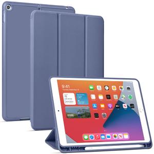 Arae for iPad 10.2 inch Case (9th Generation 2021) & (8th Generation 2020) & (7th Generation 2019) with Pencil Holder Auto Wake/Sleep Feature Standing Cover (Lavender)