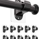 ANDGOO 10 Pack No Drill Curtain Rod Brackets, Renter Friendly Self Adhesive Curtain Rod Holders, Heavy Duty No Drilling Curtain Rod Hooks for Apartment Bedroom Bathroom Dorm Classroom Kitchen (Black)