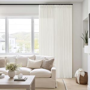 105 Inch Long Curtains Pinch Pleat Linen Curtains for Living Room Bedroom 2 Panels Natural Flax Linen Textured Light Filtering Semi Sheer Pinch Pleated Drapes Back Tab for Window Sliding Glass Door