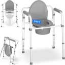 3-in-1 Bedside Commode Chair 350 lbs Weight Capacity Folding Frame,Gray