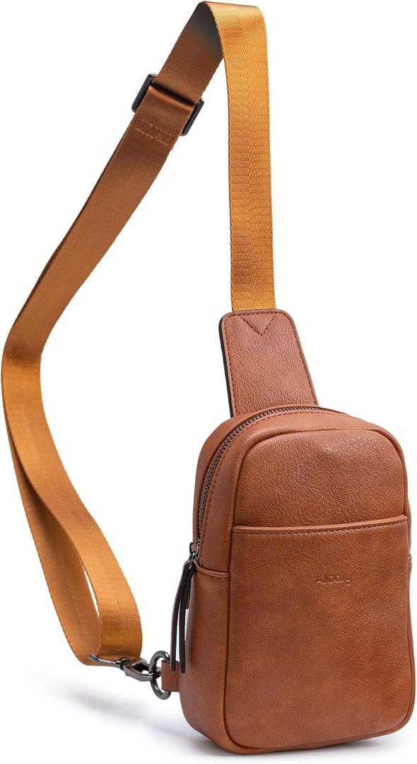 Alldaily Small Sling Bag for Women Crossbody Purse Leather Fashionable Trendy Chest Bag for Travel, Fanny Pack (Brown)