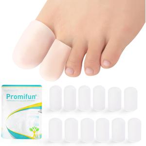 Silicone Toe Protectors,6 Pairs Soft Gel Toe Protectors for Men & Women-Toe Caps for Foot Pain Relief-Toe Sleeves for Ingrown Toenails, Corns, Calluses, Blisters(Transparent Color+2L+4M)
