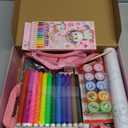D-FantiX Unicorn Art Supplies Clear Backpack for Toddler, 51Pcs DIY Coloring Craft Kits with Scratch Art Paper and Stickers, Road Trip Activities for Kids, Creative Birthday Gift for Girls