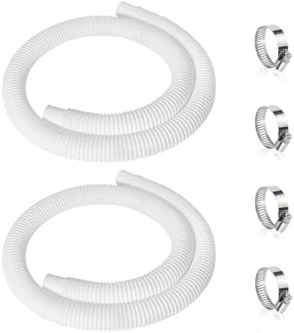 2 Pcs 1.25" Pool Hose, 59" Long Accessory Pool Pump Replacement Hoses, Compatible with All Above Ground Pool Filter Pumps that Use 1 1/4 Diameter Hoses, White