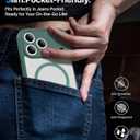 Magnetic Shockproof for iPhone 17 Pro Case,Upgraded[Camera Protection][Compatible with Magsafe][Non-Slip][Mil-Grade Protection] Slim Translucent Matte Phone Case for iPhone 17 Pro,Pine Green