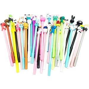 R WELL 40 Pcs Cute Cartoon Gel Pens, Kawaii Writing Pens, Black Animal ink pens for office school supplies
