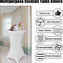 SUNTQ 2 Pack Spandex Table Covers, Cocktail Fitted Tablecloths, Round Highboy Stretch Table Cloths for Party, Wedding, Birthday, Banquet, Vendors,Bistro Table,White, 30"-32" Diameter x 40"-43" Height