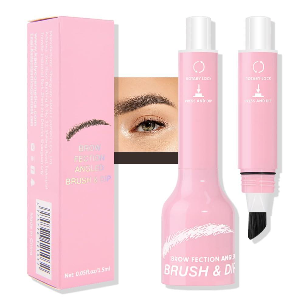 Brow Fection Angled Tip Press & Dip Eyebrow Pen Waterproof Liquid Eyebrow Brush for Natural-Looking Brows, Easy Application, Smudge-Proof & Long-Lasting #03, 06 , 2Pack