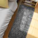 Ophanie Runner Rug for Hallway, 2x5 Upgrade Non-Slip Fluffy Soft Bedside Rugs, Bedroom Living Room Grey Shaggy Gray Carpet for Kids Girls Boys Dorm Nursery Home Decor Aesthetic