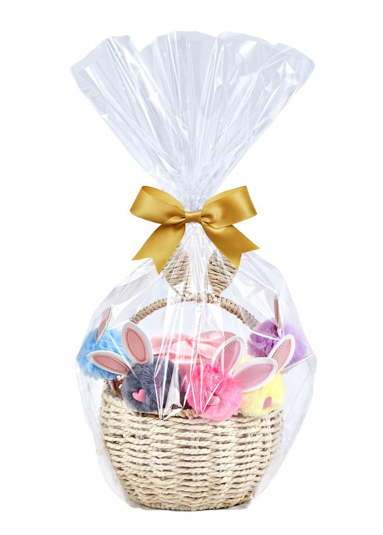Wowfit 10 CT 16x24 Inch Clear Cellophane Gift Bags – Food-Safe Cello Bags for Small Gift Baskets, Wine Raffles, Bridal or Baby Showers, and More (No Gusset, Ribbon Not Included)