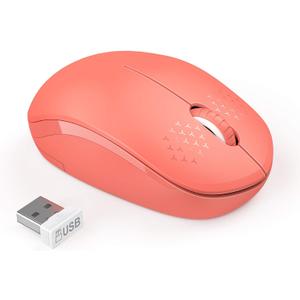 Seenda Wireless Mouse, 2.4G Noiseless Mouse with USB Receiver Portable Computer Mice for PC, Tablet, Laptop, Notebook - Living Coral