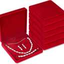 Yinkin 6 Pcs Velvet Jewelry Set Box Jewelry Display Case Earring Ring Bracelet Necklace Gift Box Pearl Necklace Storage Case for Mother's Day Wedding Travel Anniversary(Wine Red)