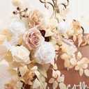 Ling's moment 2pcs Wedding Flowers Garland Artificial Floral Swag Arch Decorations Greenery Arrangements White & Beige Ceremony Reception Garden Easel Wall Entryway Outdoor Board (NOT Include Sign)