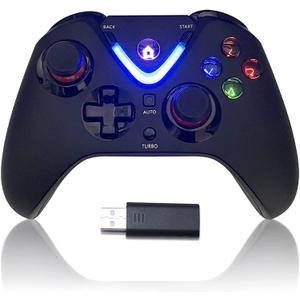 ROTOMOON Wireless Game Controller with LED Lighting Compatible with Xbox One S/X, Xbox Series S/X Gaming Gamepad, Remote Joypad with 2.4G Wireless Adapter, Rechargeable Battery (Black)