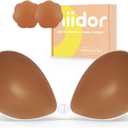 Niidor Adhesive Bra Strapless Ultra Sticky Invisible Push up Silicone Bra Multiple Colors Sizes Reusable for Backless Dress (Beige, M)