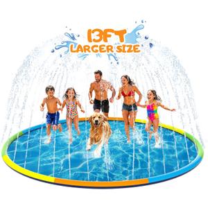 Instraella Splash Pad, 13FT Extra Large Sprinkler Play Mat for Dogs & Kids, 0.55mm Thickened Outdoor Water Toys, Foldable Summer Splash Mat for Toddlers, Children and Pets, 157 in/13 ft