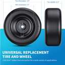 13x6.50-6" Flat Free Lawn Mower Tires, Universal Fit Solid Front Tires for Zero Turn Mowers, Adjustable Hub with 3/4" & 5/8" Bearings for Residential & Commercial Use, 2 Pack