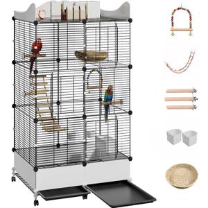 Encrypted Bird Cage Large Bird Cages 57-Inch, Top Storage Space, Bottom Splash Guard with Essential Bird Supplies Durable & Spacious Aviary Budgies & Cockatiels