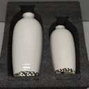 PORCER Ceramic Vases for Home Decor, Ice Crackle Aged White Vintage Ceramic Vase Set of 2, Minimalist Decorative Vase for Table Centerpiece Dining Living Room Office Nightstand Fireplace Decoration